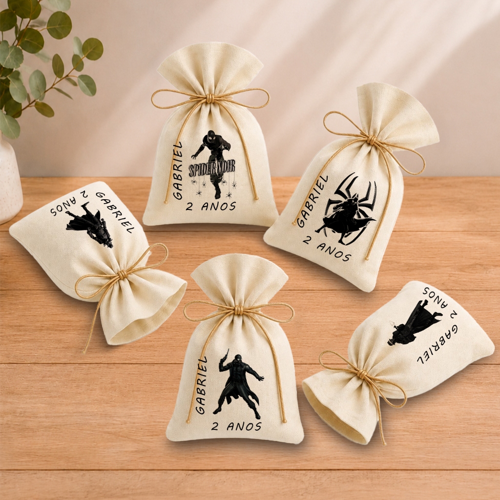 Kit 20 Saquinhos Lembrancinha Personalizada Festa Infantil Aniversário Homem Aranha Noir 11x17
