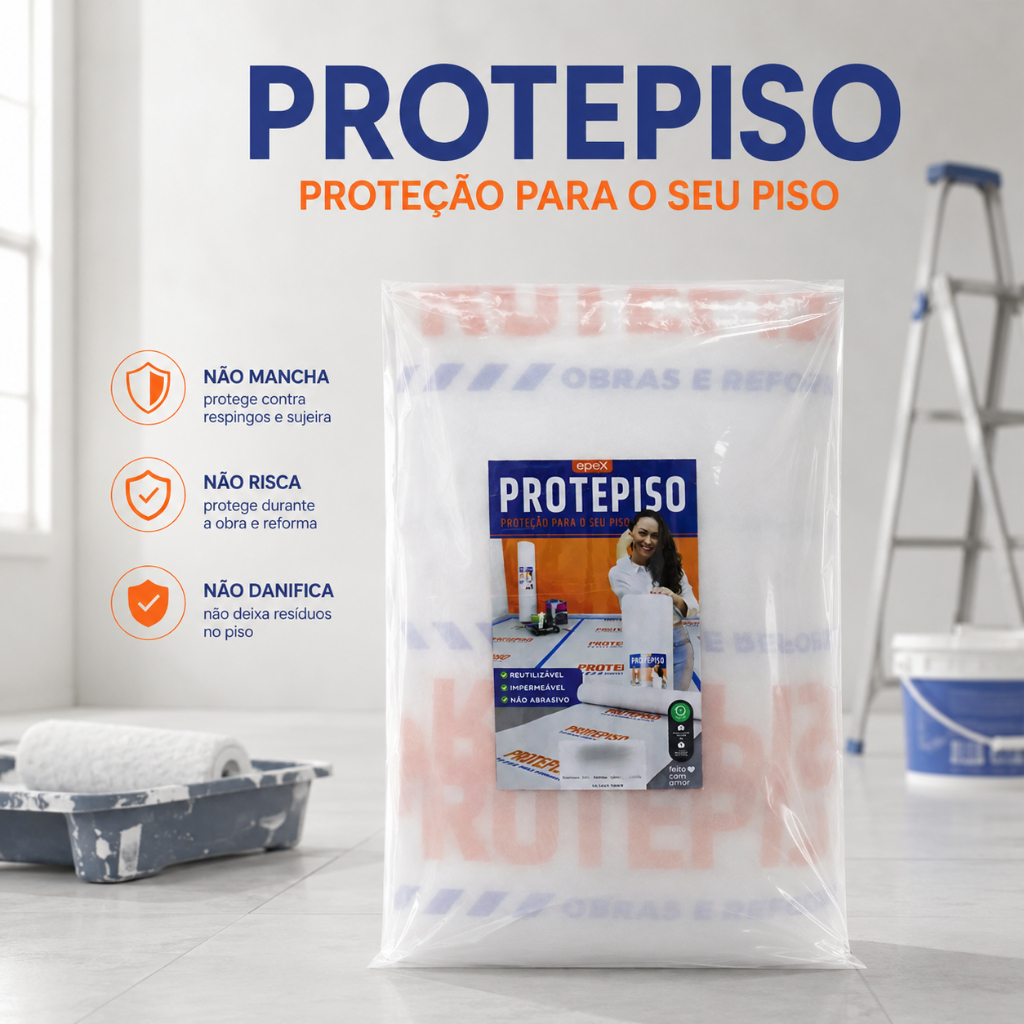 Protetor de Piso Impermeavel 1,20m x 5m Protege Piso Obra e Reformas Salva Pisos de Verniz e Tintas