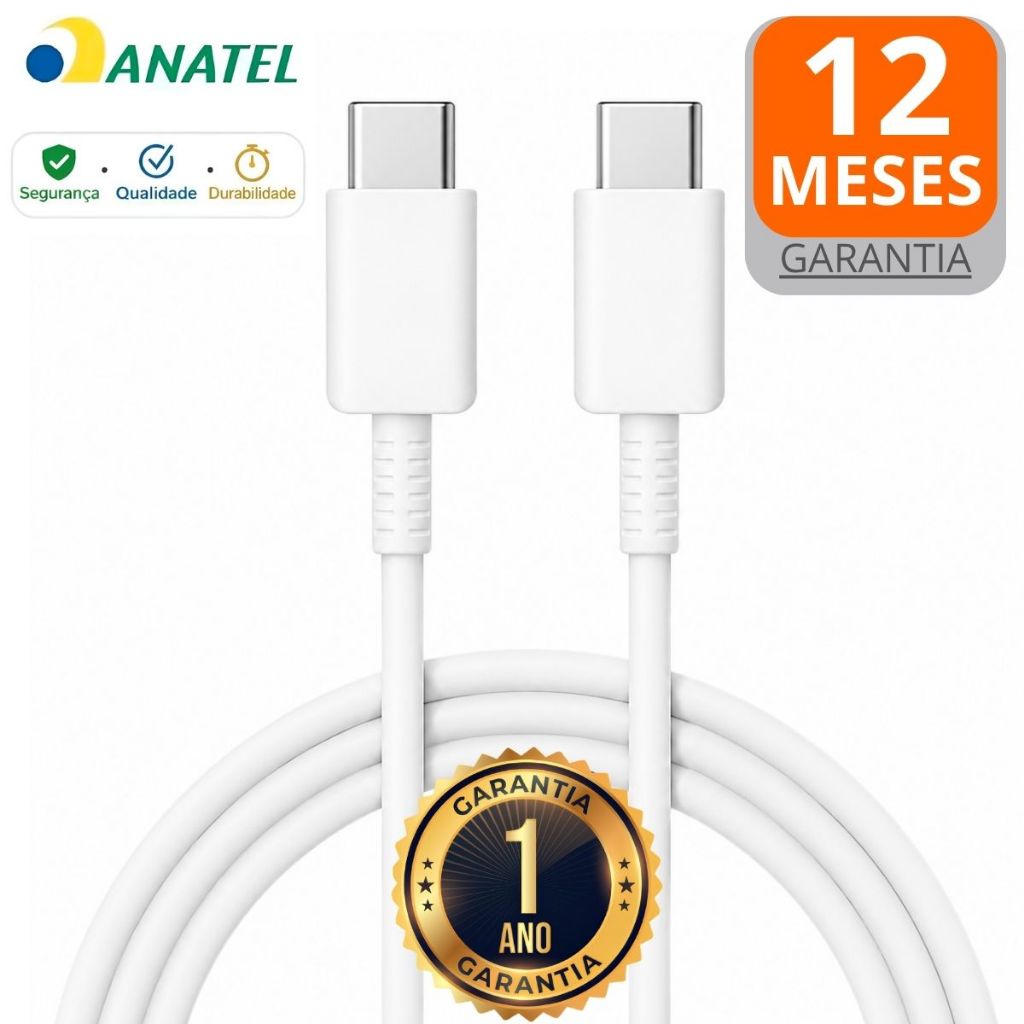 Cabo Carregador Tipo C Samsung Original A05 A06 A07 A15 A16 A17 A25 A26 S22 S23 S24 S25 S26 Ultra