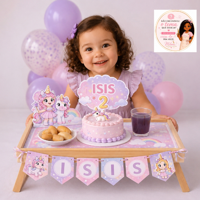 Kit Festa na Bandeja Personalizado QUALQUER TEMA | Nome e Idade (NÃO ACOMPANHA BANDEJA, SÓ PERSONALIZAÇÃO)