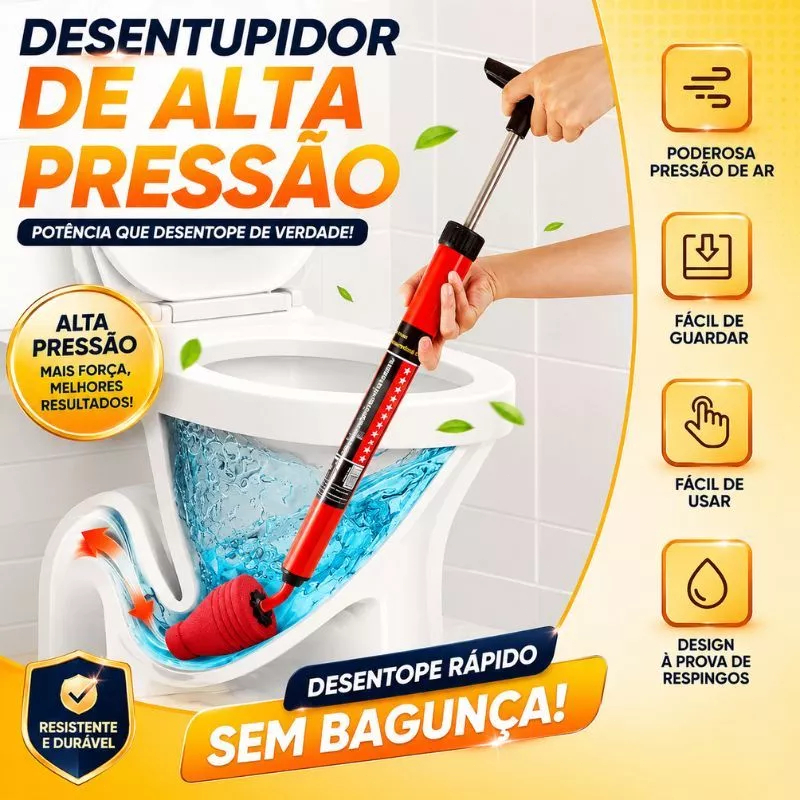 Desentupidor de Vaso Sanitário Bomba Alta Pressão para Desentupir
