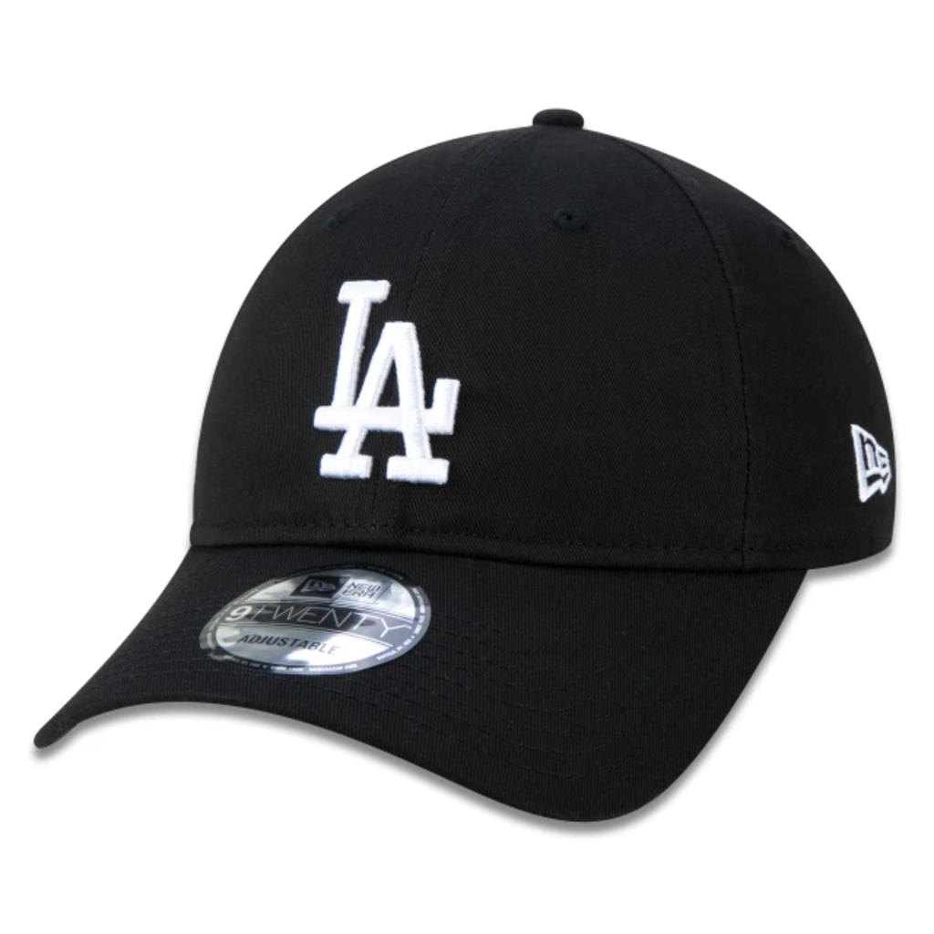 Boné New Era 9TWENTY MLB Los Angeles Dodgers Aba Curva Preto Logo Branco - Origi