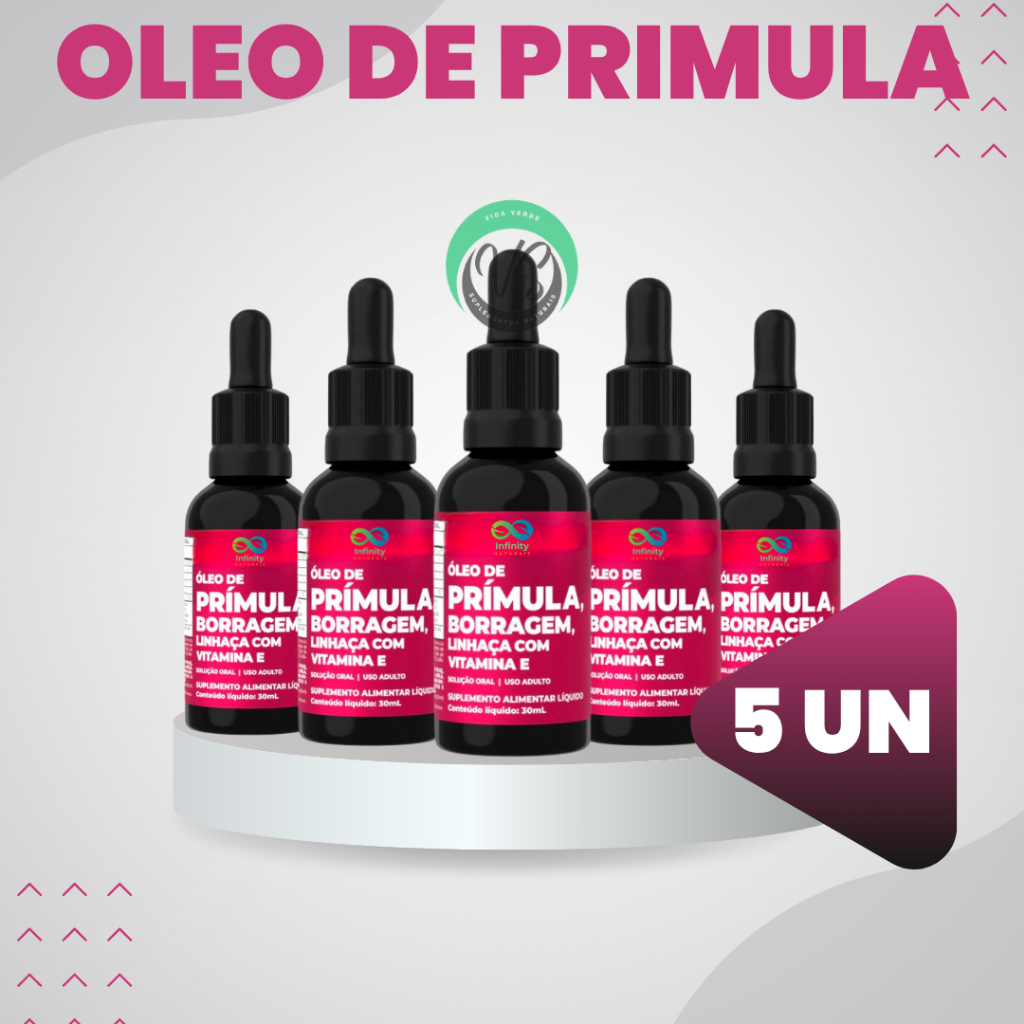 Super Oferta Oleo de Primula Barragem e Linhaca com Vitamina E Original 30ML