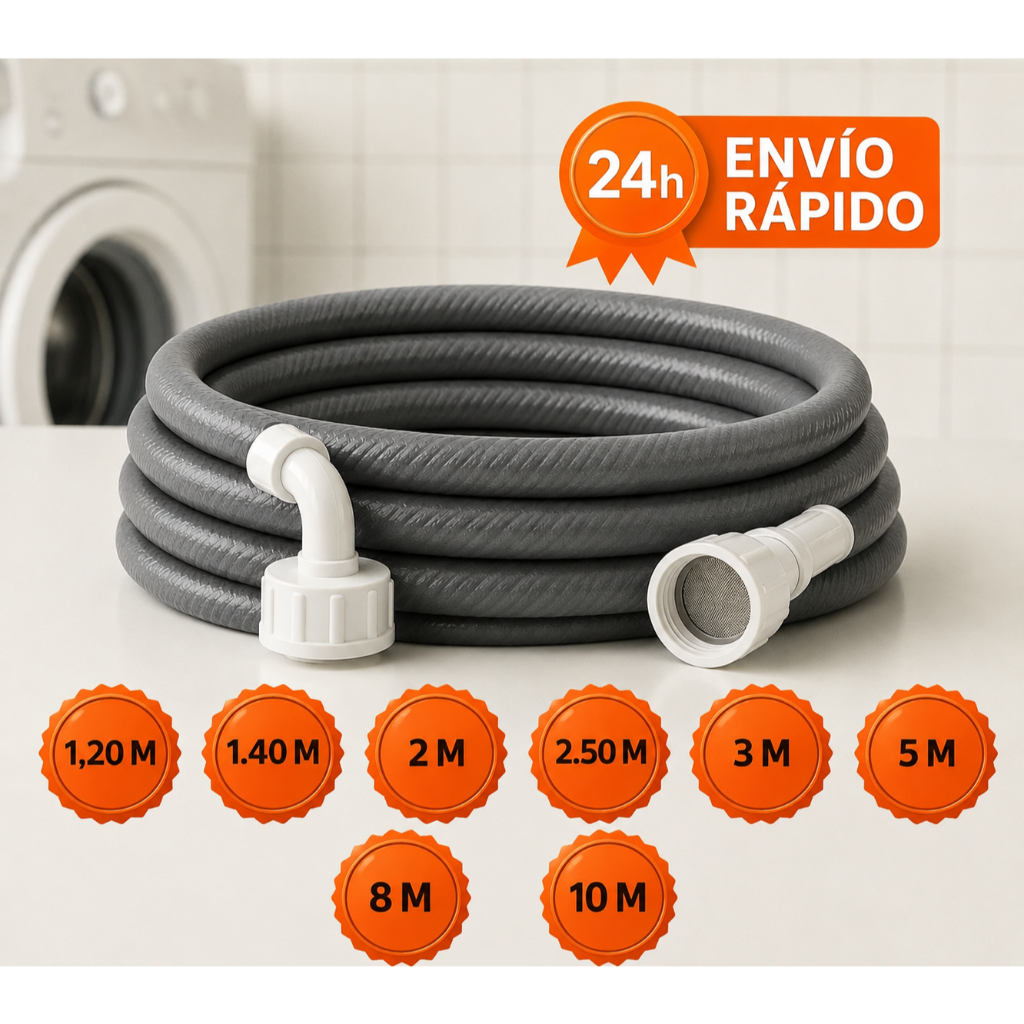 Mangueira Entrada Máquina de Lavar Água 1,20m 1,40m 2m  2,5m 3m 5m, 8M, 10M Lavadora Universal Reforçada Anti Vazamento