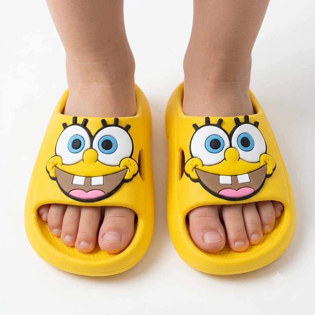 Chinelo Nuvem Bob Esponja Confortavel Macio e Antederrapante Para Dia a Dia Escolar
