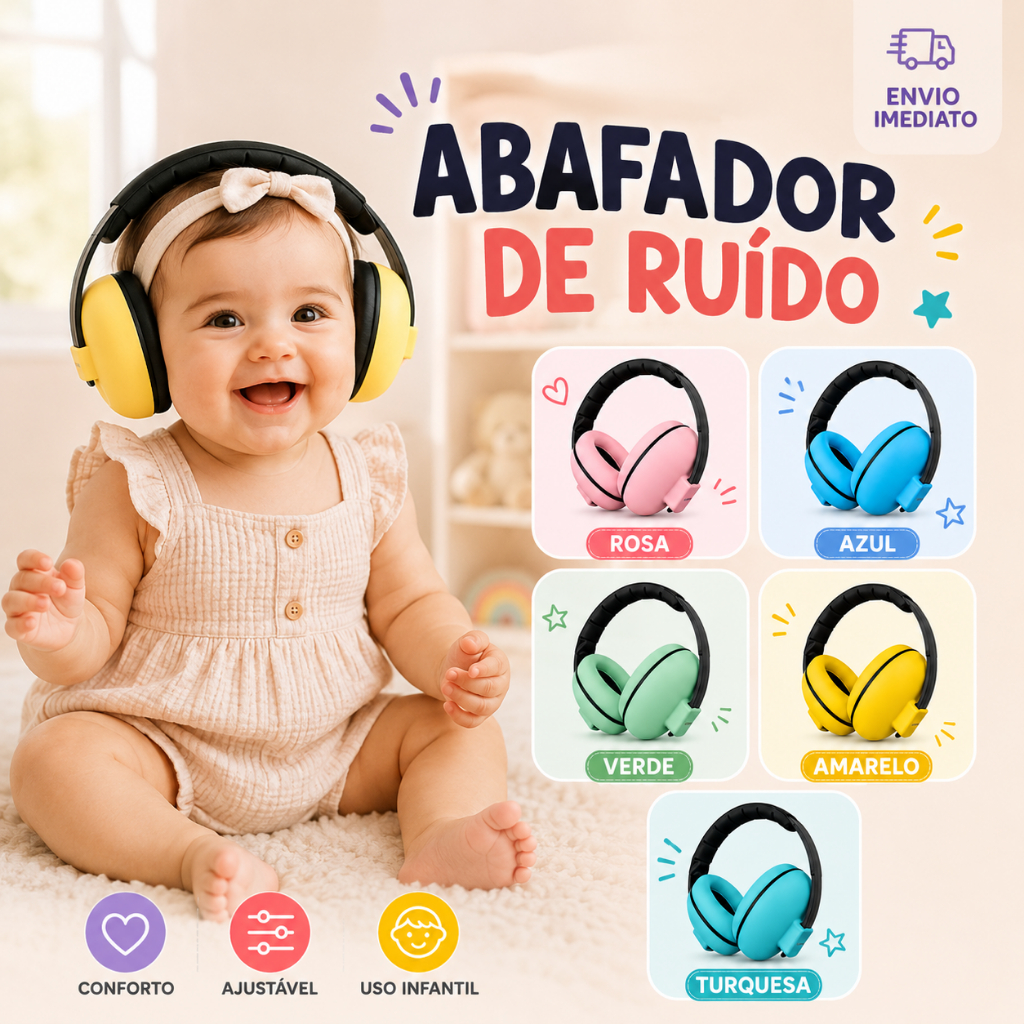 Imagem Protetor Auricular Infantil Anti Ruído para TEA Autismo TDAH Sensorial Confortável Ajustável Uso Diário Macios