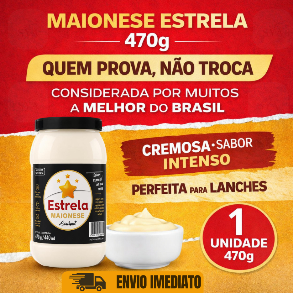 Maionese Estrela 470 g Perfeita para todos os Tipos de Pratos Envio Imediato