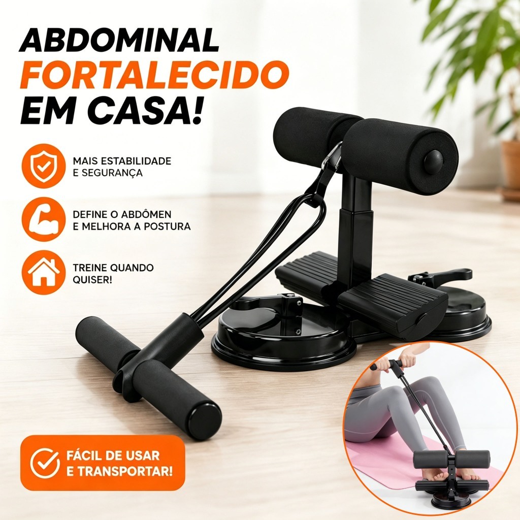 Aparelho de Abdominal com Ventosas Duplas Altura Ajustável Treino em Casa Seguro Fácil Usar JFQ