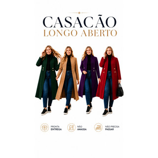 Sobretudo Feminino Cardigã Casaco Comprido jaqueta Longo aberto Colete manga Longa Blaser Moda Evangélica Gospel cristã