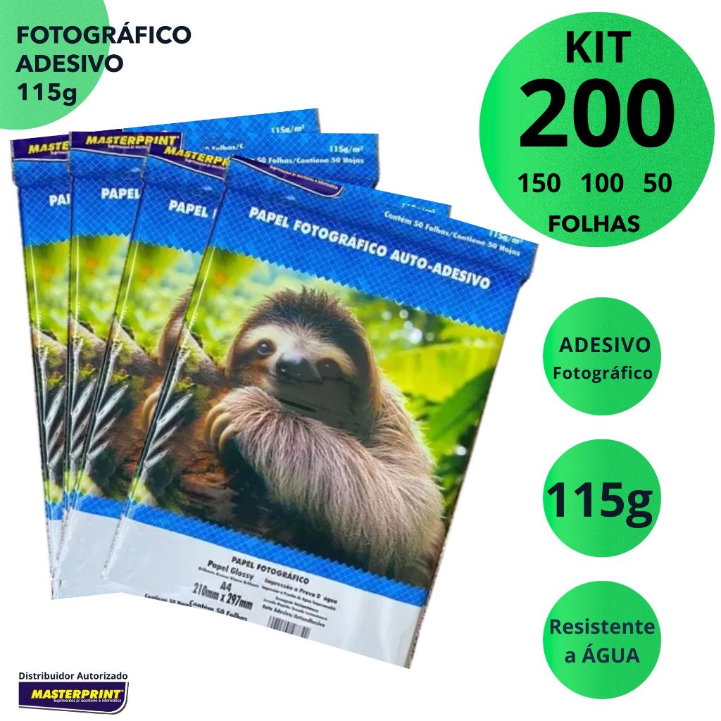 Papel Fotográfico Adesivo 115g A4 Glossy Masterprint