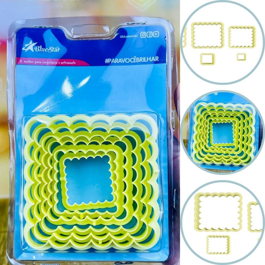 KIT CORTADOR QUADRADO BABADO -6 PEÇAS (BLUE STAR)(CHOCO)