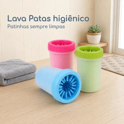 Copo Lava Patas Cachorro Gato Pets Limpeza com Escova de Silicone Animal Pequeno e Médio Porte