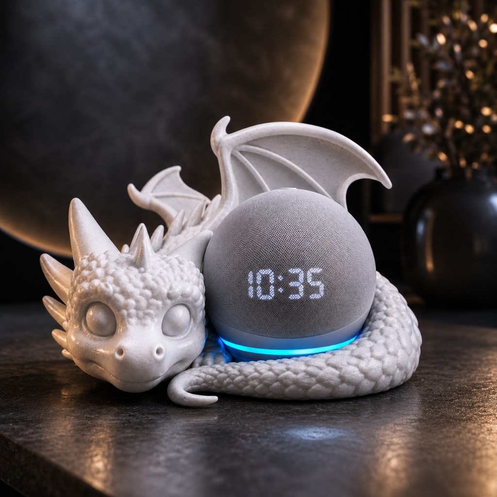 Suporte Dragão para Alexa criativo estátua dragon base Amazon Echo Dot 4a e 5a geração Acessório Decoração