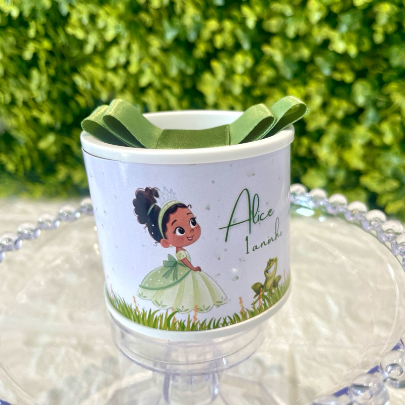 Kit Tubo Lata Personalizada Lembrancinha Aniversário Princesa Tiana Baby Festa Infantil Menina  5x6