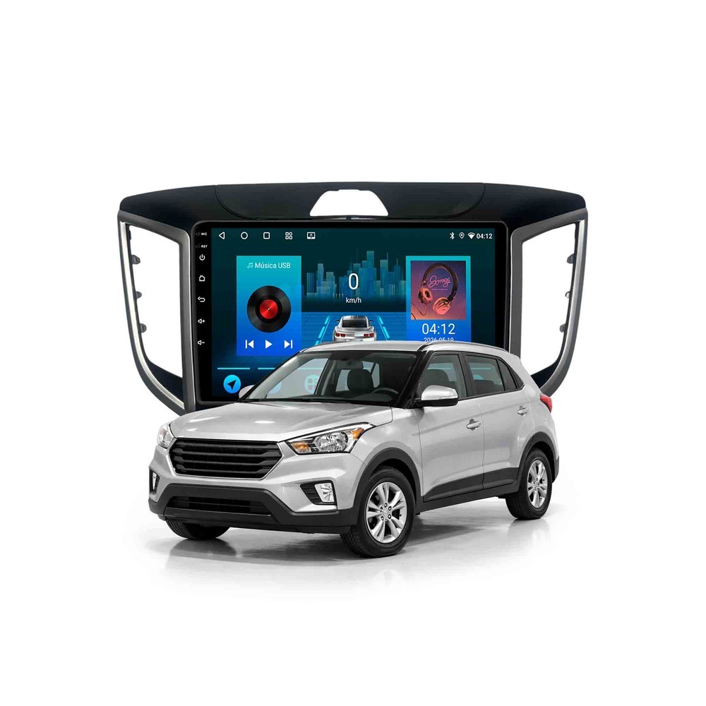 Multimídia Hyundai Creta Até 2025 Creta Action 2022 Acima 2ram+64gb Quadcore CarplayAndroid Gps Bluetooth 9 Polegadas