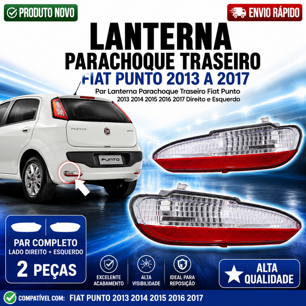 Par Lanterna Parachoque Traseiro Fiat Punto 2013 2014 2015 2016 2017 Direito e E
