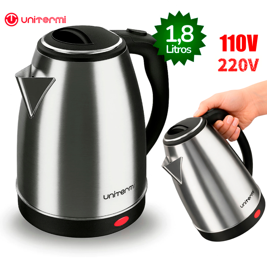 Chaleira Elétrica Unitermi 220v/110V Inox 1,8L Térmica Atacama Ferve Rápido Desligamento Automático