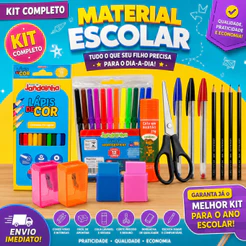 Kit Material Escolar Volta ás aulas Essencial dia-a-dia Ensino Médio Fundamental Feminino/Masculino