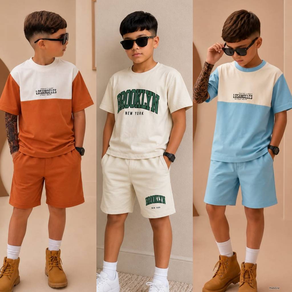 Conjunto Masculino Infantil Short e Camisa Mauricinho 4 ao 12 Anos