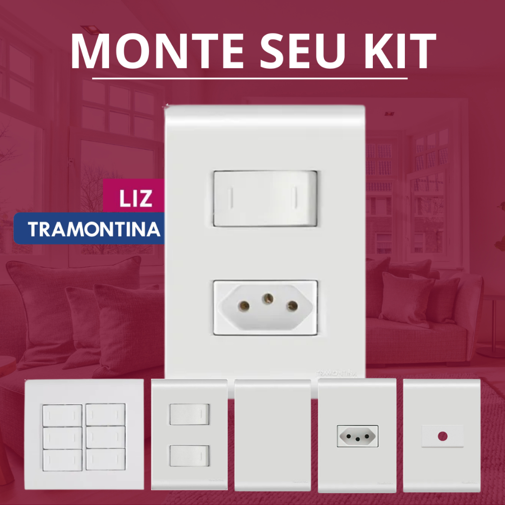 Conjunto Tomada Interruptor Tramontina LIZ Branco 4X2 4X4 - Monte Para Sua Casa