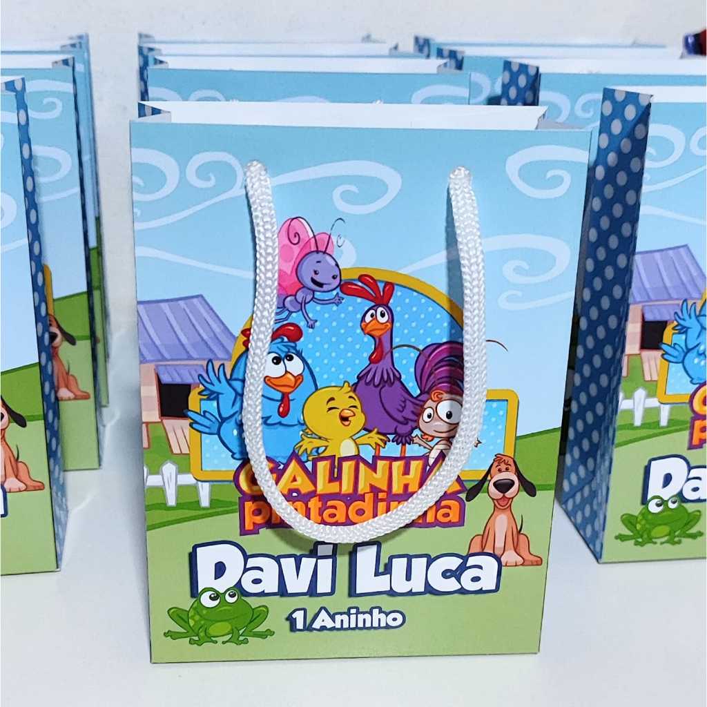 Kit Sacolinhas Personalizadas Galinha Pintadinha para Festa Infantil Lembrancinha