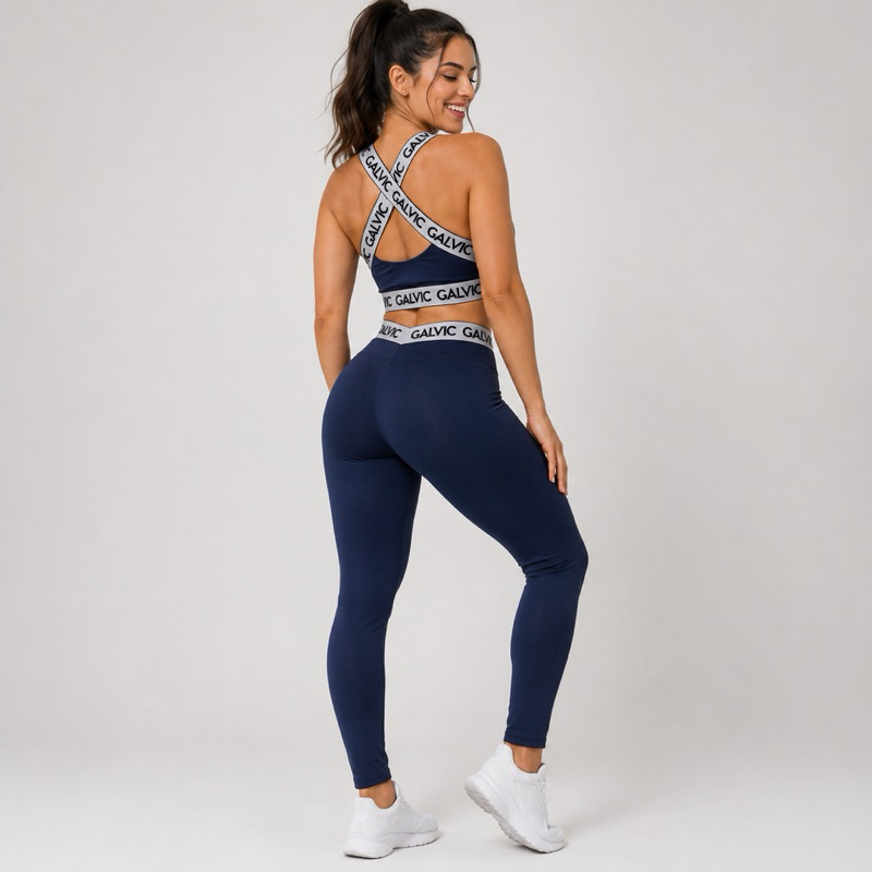 Calça Legging Feminina Academia Cintura Alta Zero Transparência Empina Bumbum Fitness Premium Galvic — imagem 2 de 2