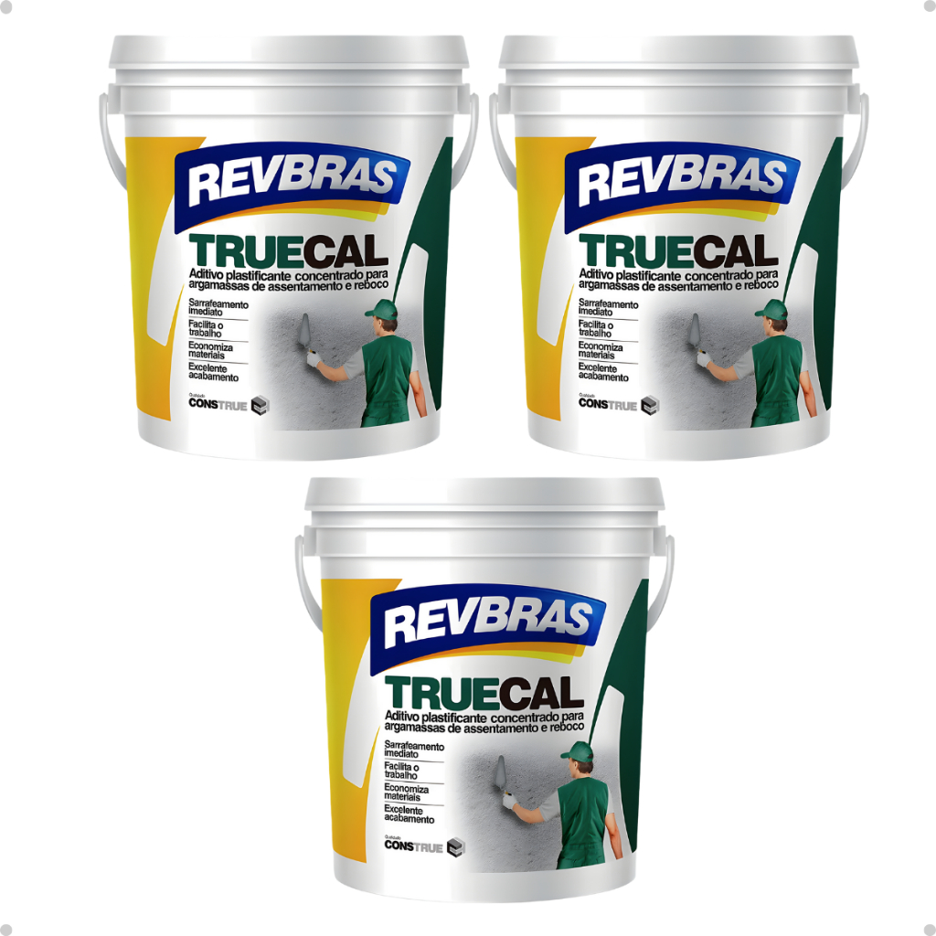 Kit 3 Truecal Para Reboco Argamassa Concreto Construção 1l Revbras