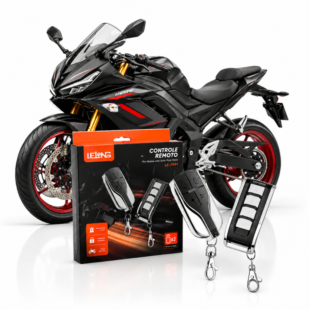 Alarme Antifurto para Motocicleta 12V com Controle Módulo Chave Buzina e Sistema de Parad…