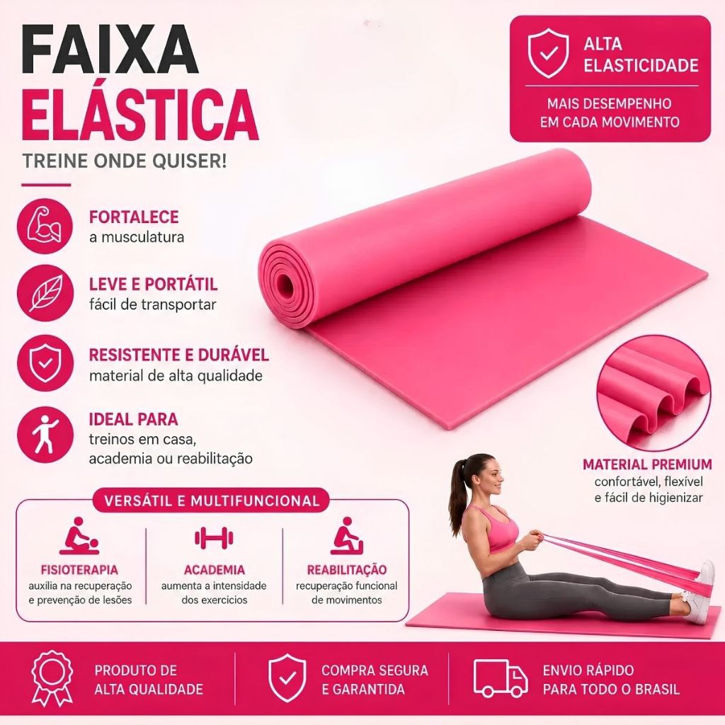Faixa Elástica Thera Band 1,5m 0,35mm Dufit Para Treino Exercícios Musculação Pilates Fisioterapia Academia