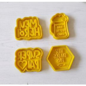 👨‍👧‍👦❤️ Cortador Biscoito Dia dos Pais Kit 4pçs | Impressão 3D PLA | 6cm/8cm | Personalizável 🦸‍♂️🍺