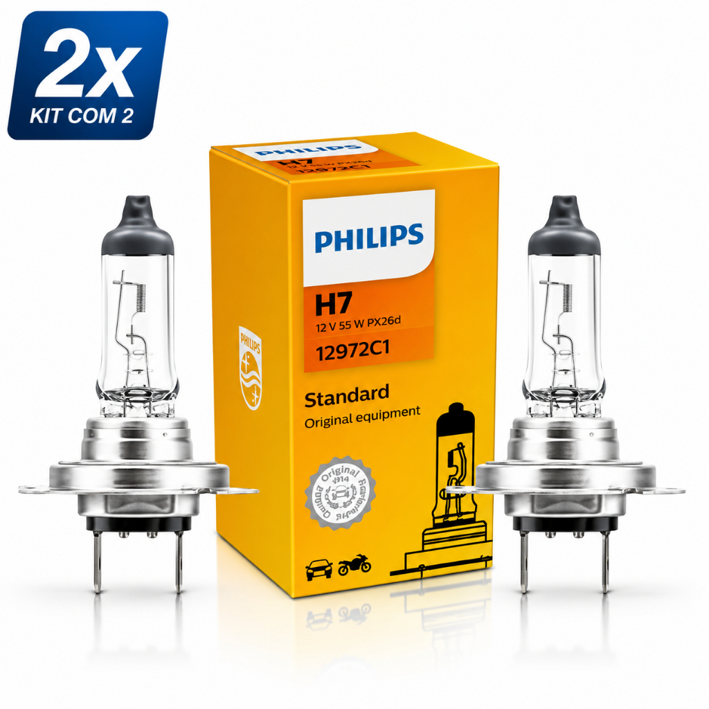 Kit 2 Lâmpada Farol Automotivo H7 Philips 12v 55w 12972c1