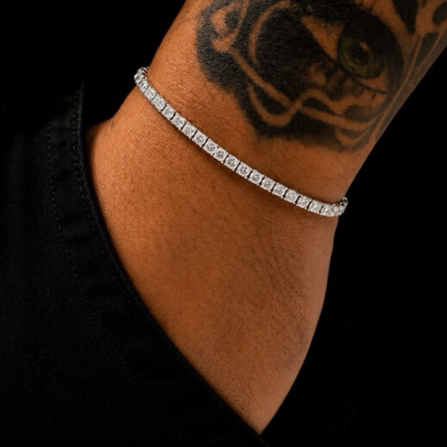 Pulseira Riviera Ice Masculina e Feminina Com Pedras Cravadas de Zirconias Estilo Brilho Uso Diario