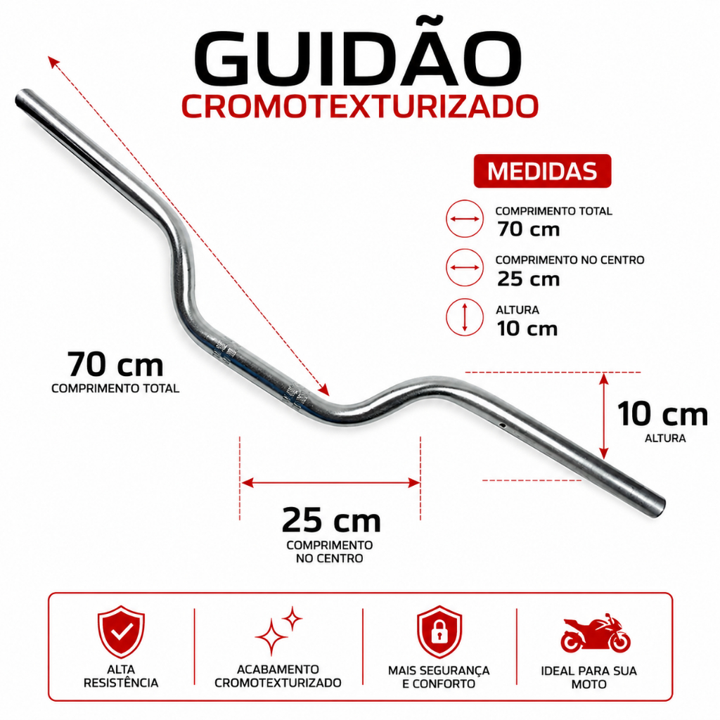 Guidão Cromotexturizado Cb 300F Twister 2024 2025 2026 — imagem 2 de 2