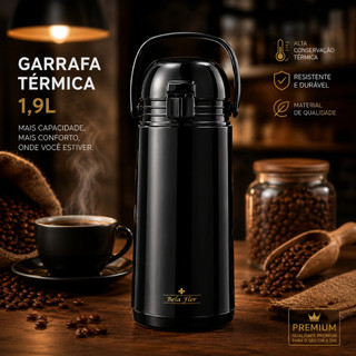 Garrafa Térmica De Café 1L / 1,9L com Pressão Verona Ideal para Café Chá Tererê Água Aper…