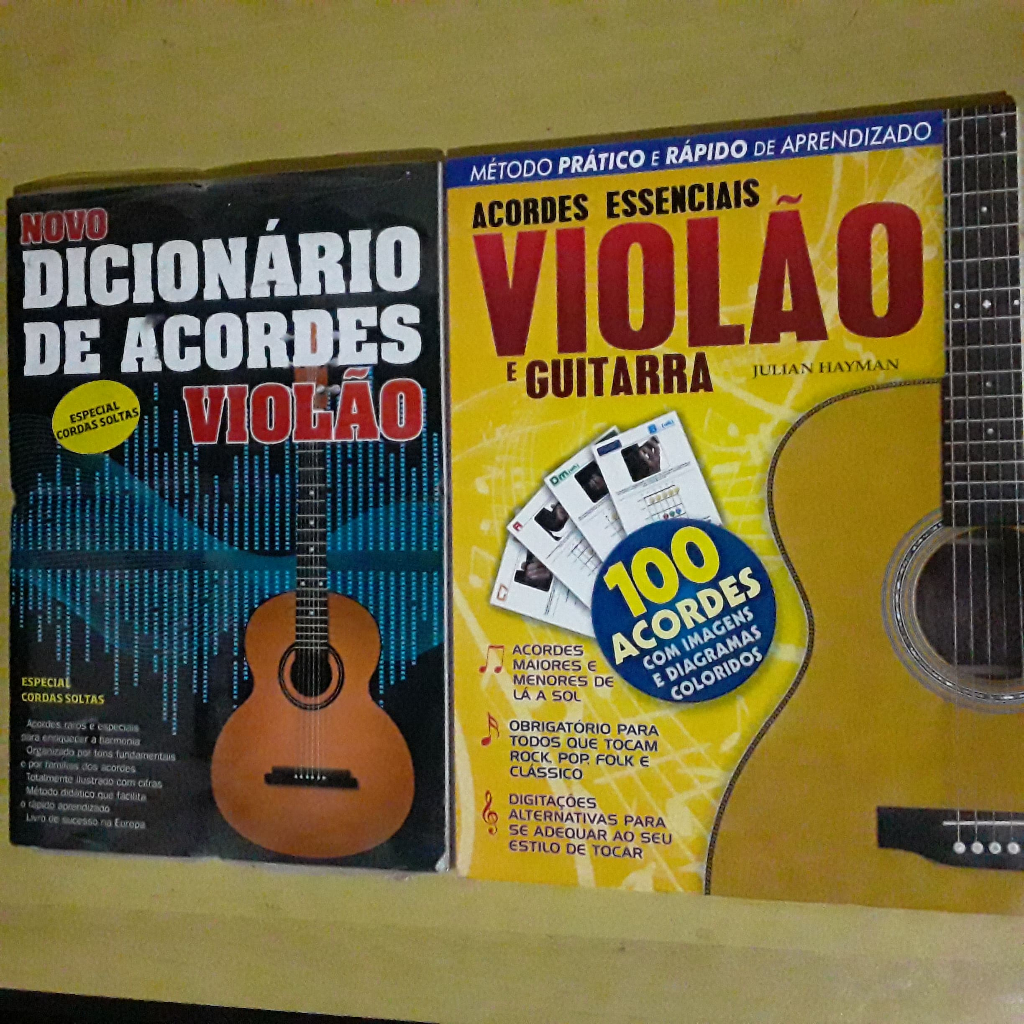 KIT 2 LIVROS DICIONÁRIO DE ACORDES VIOLÃO ESPECIAL CORDAS SOLTAS + ACORDES ESSENCIAIS VIOLÃO E GUITARRA 100 ACORDES
