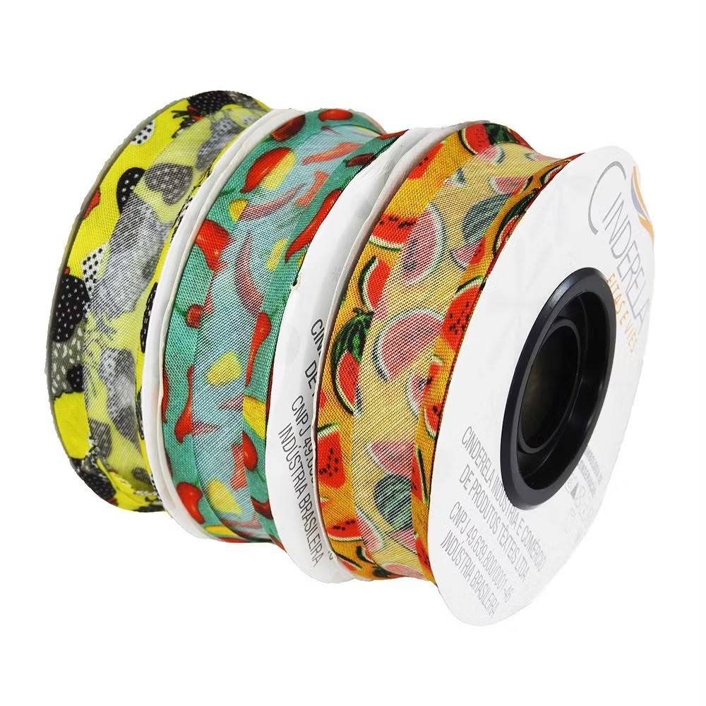VÍES ALGODÃO POPELINE ESTAMPADO CINDERELA LARGO DESTAQUE 25MM - ROLOS COM 10 METROS