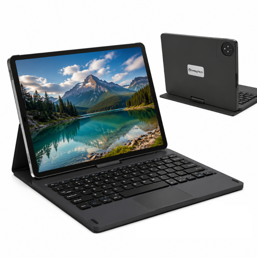 Tablet E19 Android 256gb Memória Dual Chip Capa Giratória 12gb Ram Wifi Cor Cinza + Teclado e Mochila
