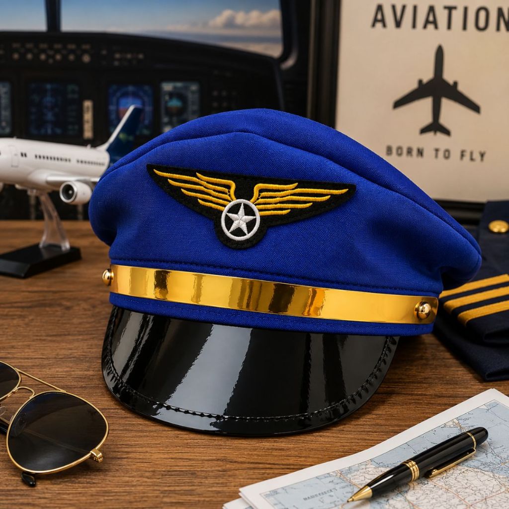 Quepe Capitão Aviador Aeronáutica Festa Fantasia Piloto de Avião Chapéu Boina Carnaval