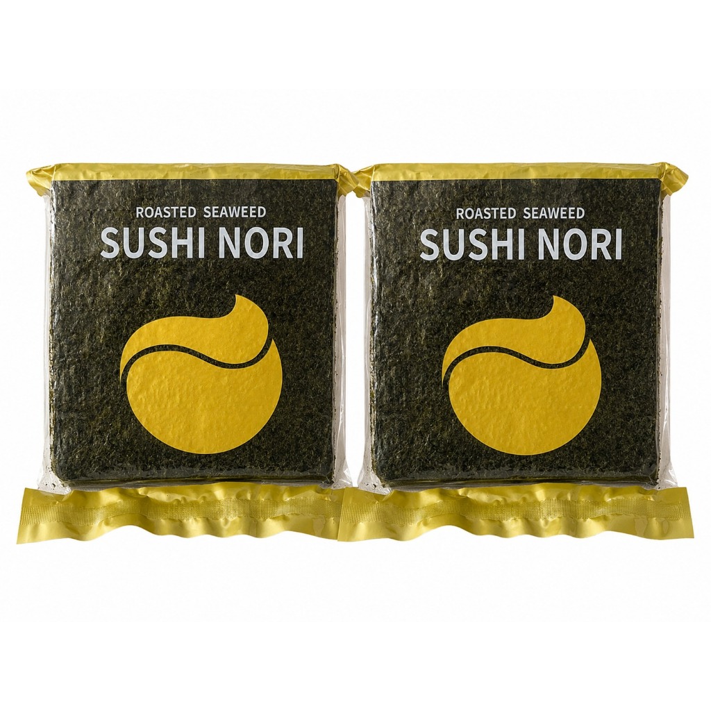Kit Econômico Alga Marinha Nori Sushi Temaki Crocante 2 pacotes 50 folhas cada total 100 folhas.