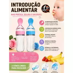 Kit Introdução Alimentar Mamadeira Colher para Papinha 90ml e Chupeta Porta Frutas e Mordedor
