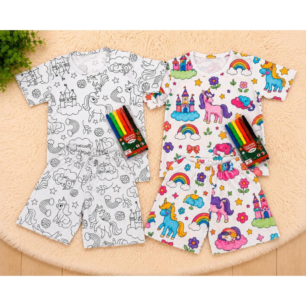 CONJUNTO PIJAMA VERÃO PARA COLORIR FEMININO SORTIDO