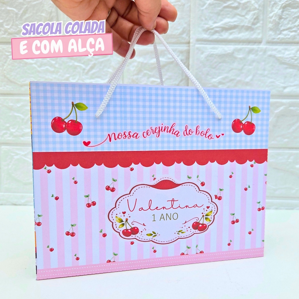 Sacolinha Personalizada Cereja | Cerejinha | Sacolinha Surpresa | Lembrancinha de Festa | Aniversário