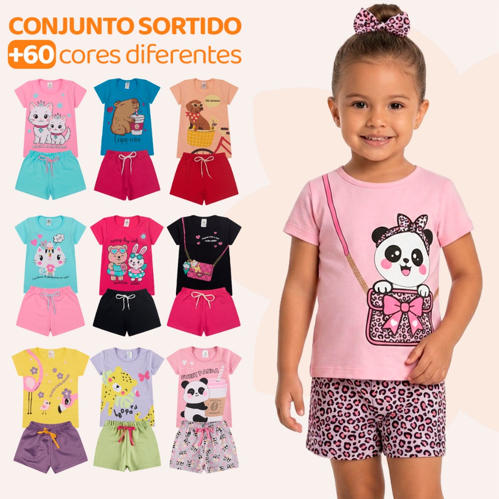 Kit Sortido 6 ou 10 Peças de Roupas Infantil Menina Conjunto Verão Conjunto Infa