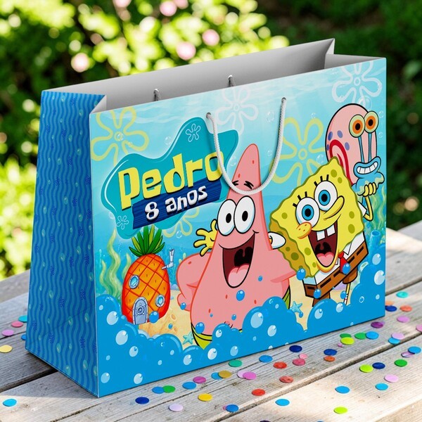 Sacolinha Personalizada Bob Esponja Lembrancinha Festa Infantil