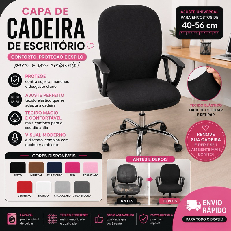 Capa para Cadeira de Escritório – Ajuste Universal