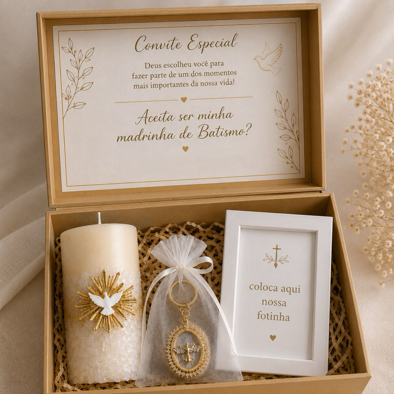 Caixa mdf lembrancinha Madrinha/Padrinho de Batizado e Crisma personalizado