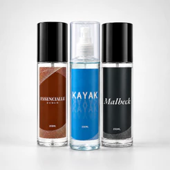 Kit 3 Body Sprays Masculinos Malbeck + Kayak + Essencialle 3x200ml | Perfume Amadeirado • Presente Premium