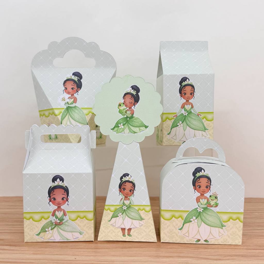 KIT FESTA PRONTA ENTREGA TIANA A PRINCESA E O SAPO Personalizado Lembrancinhas - Caixinhas Personalizadas