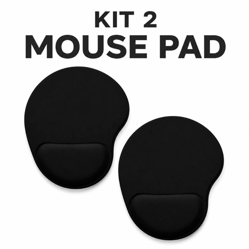 Kit 2 Mousepad Ergonõmico com Apoio De Punho Mesa Anti Derrapante Alta Fixação