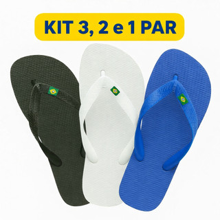 Chinelo Masculino Confortável Macio Antiderrapante Macio Kit 3, 2 e 1 Par Cores Variadas Envio Full